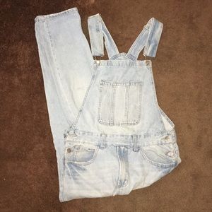 Light blue denim overalls